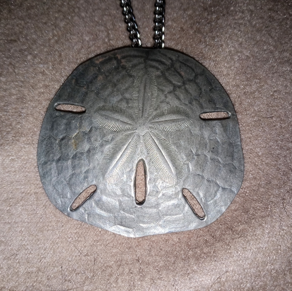 Silver sand dollar necklace